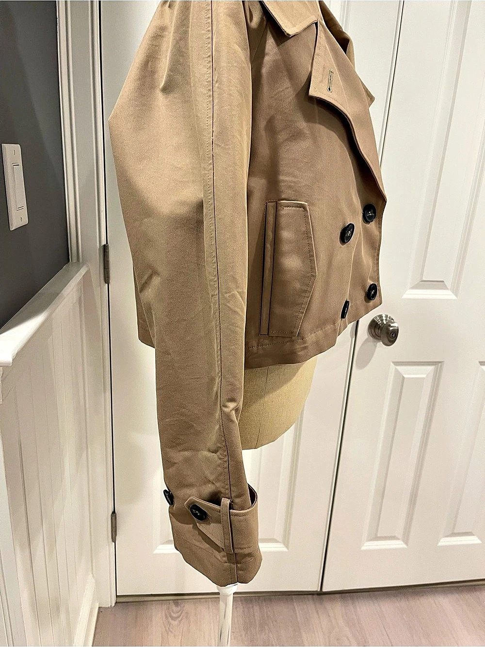Zara Cropped Double-Breasted Jacket Brown Medium - Picture 5 of 11